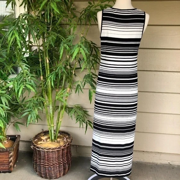 🎉Chicos Black & White Striped Maxi Tank Dress - Picture 3 of 6